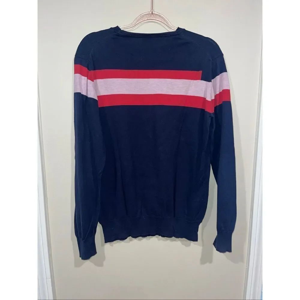 Paul Smith Cotton Lightweight Sweater Large Navy Striped - Picture 3 of 4